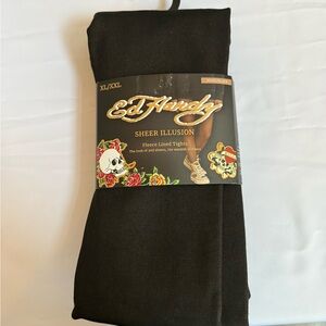 Ed Hardy Sheer Illusion Black Tights